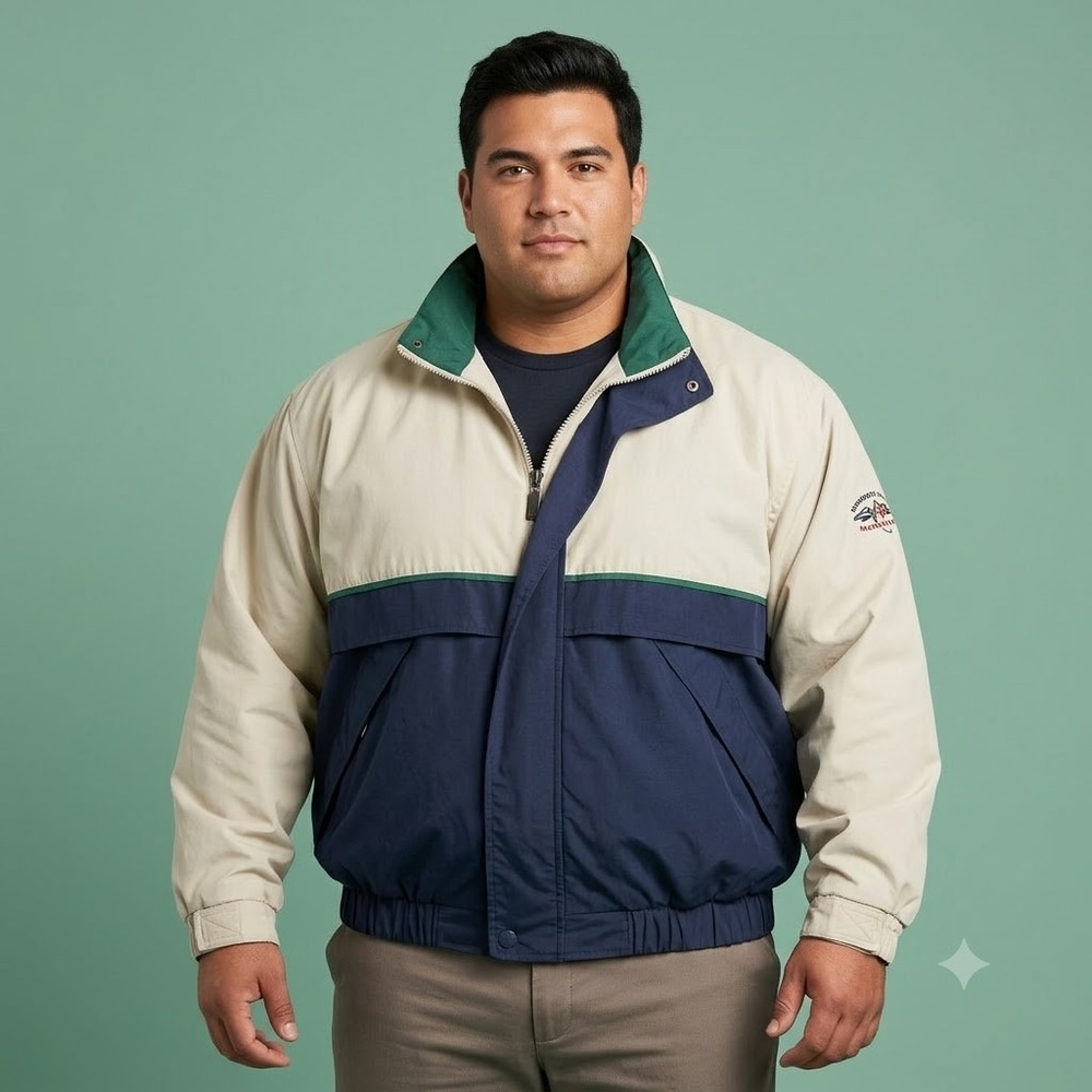 Members Only Mariner Jacket Men's XXL Beige Blue Vintage Sailing
